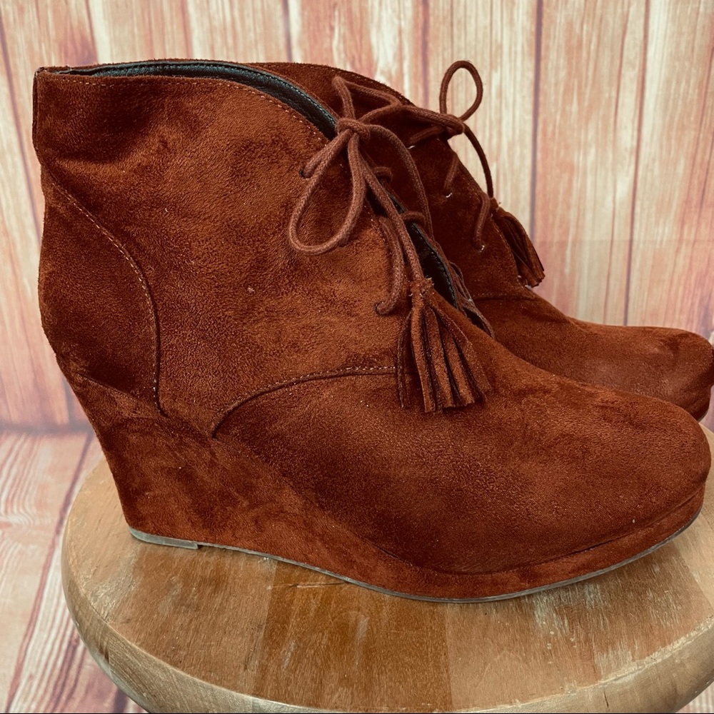 Report Jimminy Lace Up Wedge Platform Ankle Boots Booties (10)